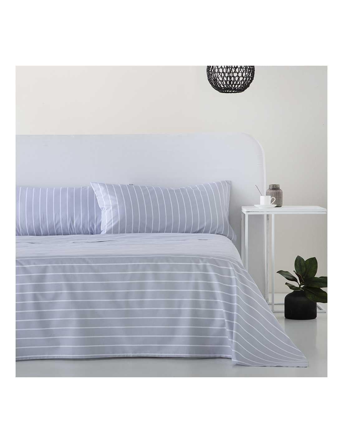 COTTON ARTean Juego de sábanas Cama 150 ALGODÓN 144 Hilos Bayas Gris | Incluye 4 piezas: encimera, bajera ajustable, 2 fundas de almohada. Certificado OEKO-TEX
