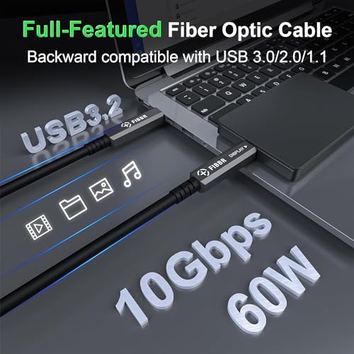 Fiber Optic USB C Cable(16.5ft), Full-Featured Active Optical USB C to USB C Cord Compatible with Touch Screen Display,HD Business Meetings Solution,Webcams,Cameras,Projectors etc by FIBBR - Image 2