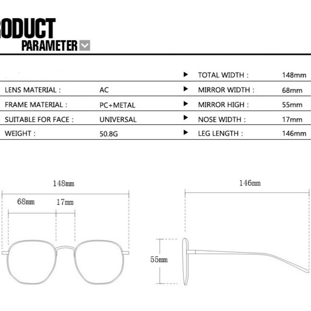 Gafas de sol metálicas retro lisas estilo moda urbana femenina de tendencia Sung