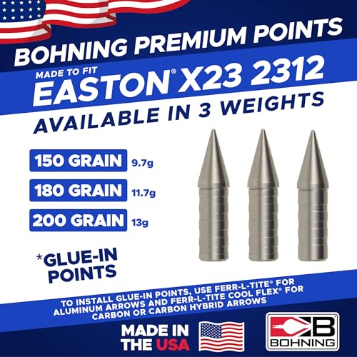 Bohning Match Grade Glue-in Points for Easton® X23-2312, 200 Grain, 12pk