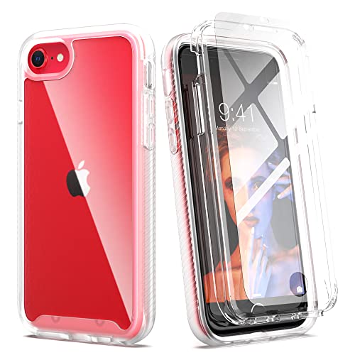 IDweel for iPhone SE 2020 Case,for iPhone 8 & 7 & SE 2022 Case(SE 3nd Gen),Full-Body Sturdy Shockproof Slim Fit Clear Cover with Screen Protector Heavy Duty Shock Resistant Hybrid Cover,Clear