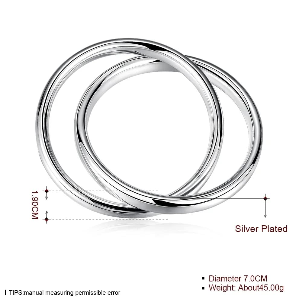 Greendou Bracciale a cerchio in argento Sterling 925 semplice aperto con due perle per uomo e donna, Taglia unica, Argento, Nessuna pietra preziosa