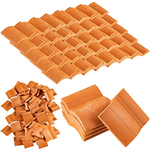 Charniol Babies, Kids Roof Tiles Model Building Set Miniature Tiles Roof Tiles Dollhouse Shingles Fake Tiles Model Landscape Accessories For DIY Kitchen Garden Diorama Roofing (Red,100 Pieces)