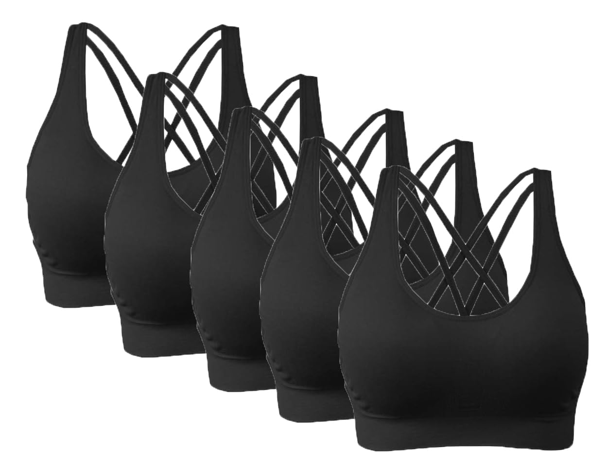 AKAMC Women's Cross Back Sport Bras,Adjustable Straps Padded Criss Cross Cropped Bras for Yoga Workout Fitness