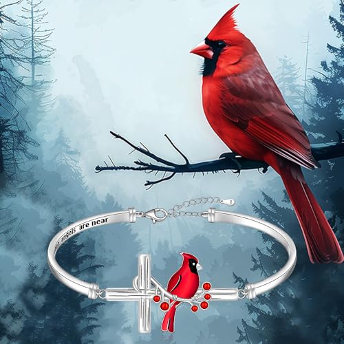 Red Cardinal Gifts for Women Cardinal Bracelet Sterling Silver Red Bird Bracelets Memorial Sympathy Jewelry3