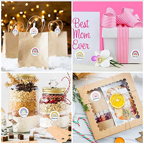 V2Croft 1000Pcs Rainbow Thank You Label, 1.5 Inch Round Thanks Sticker Boho Adhesive Business Label #TOP2