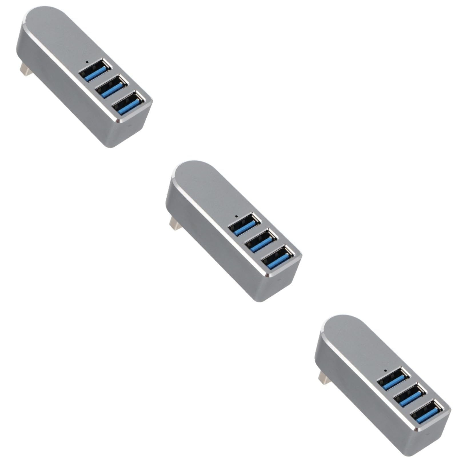 Uonlytech 3pièces USB Hub Ports USB Rotatif Adaptateur Multi-Port pour Pc Ordinateur Portable