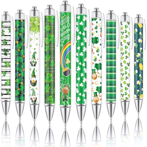 Supervitae 30 Pcs St Patrick's Day Ballpoint Pens Green Shamrock Lucky Clover 1.00 mm Black Ink Smooth Writing Pens for Women Aesthetic Office Supplies St Patricks Day Gifts Party Favors