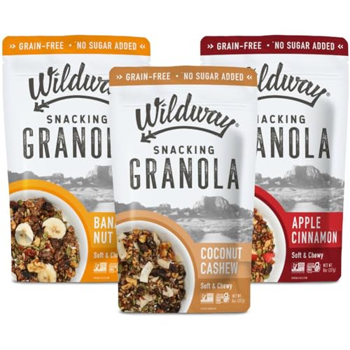 Wildway Keto Granola | Variety Pack | Grain-Free, Certified Gluten-Free Cereal | Vegan, Low Carb | No Sugar Added | Paleo-Friendly | Non-GMO Fruit & Nut Clusters | Nutrient-Rich Snack | 8 oz, 3 Pack