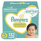 Pampers Swaddlers Disposable Baby Diapers, One Month Supply, Size 5, 132 Count