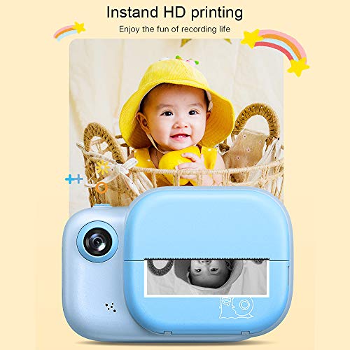 Câmera de vídeo digital Andoer Kids com impressão instantânea, tela grande de 3 polegadas, 1080p 12