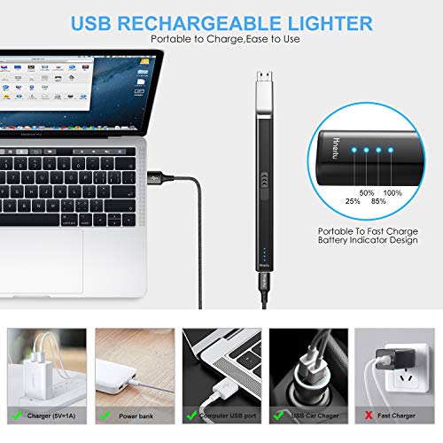 Lichtbogen Feuerzeug, Elektronisch Feuerzeug Stabfeuerzeug USB Aufladbares Plasma Feuerzeug Winddichte Flammenlose… – Bild 8