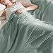 Bedsure Gentlesoft 100% Cotton Blanket Queen Size for Bed - Breathable and Soft, Waffle Weave Blanket for Summer, Thick Cozy Fall Blankets for Women Gift, Sage Green, 90x90 Inches