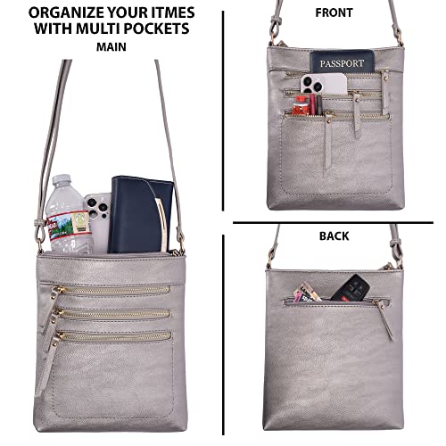 Image of Solene Crossbody Bag Functional Multi Pocket Messenger Purse Top Zip Closure Shoulder Handbag With Adjustable Strap