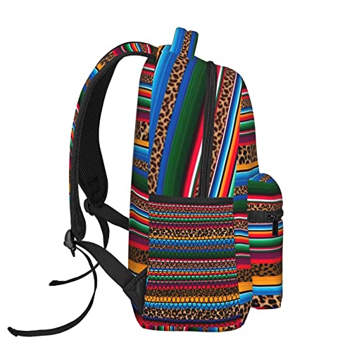 Mexico Serape Leopard Print Backpacks 15in Laptop Backpack Multipurpose Double Shoulder Bag For Men Women Gifts3