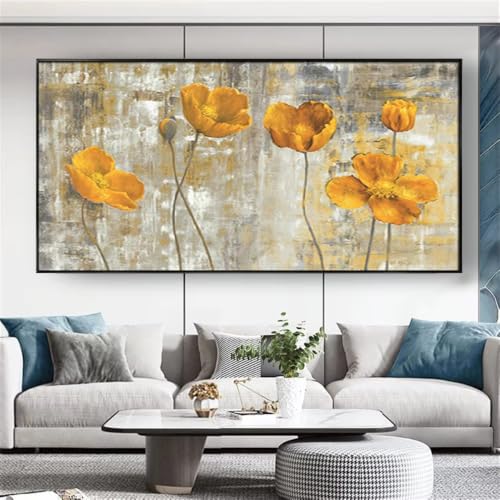 Tableau imprimé sur toile motif floral et botanique pour salon chambre 90x180cm