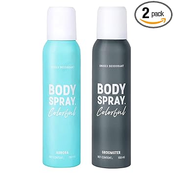 Miniso Colorful Unisex Deodorant Body Spray Perfume for Men Women, Total 300ml (Aurora+Groomster)