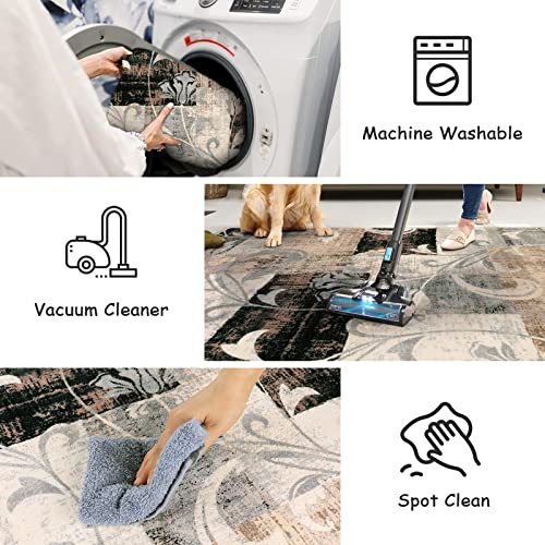 Lahome Modern Geometric Runner Rug, 2X5 Washable Hallway Rug Runner Non Slip Soft Kitchen Rugs Runner Carpet For Entryway Bathroom Laundry Bedroom Home Office, Brown #TOP3