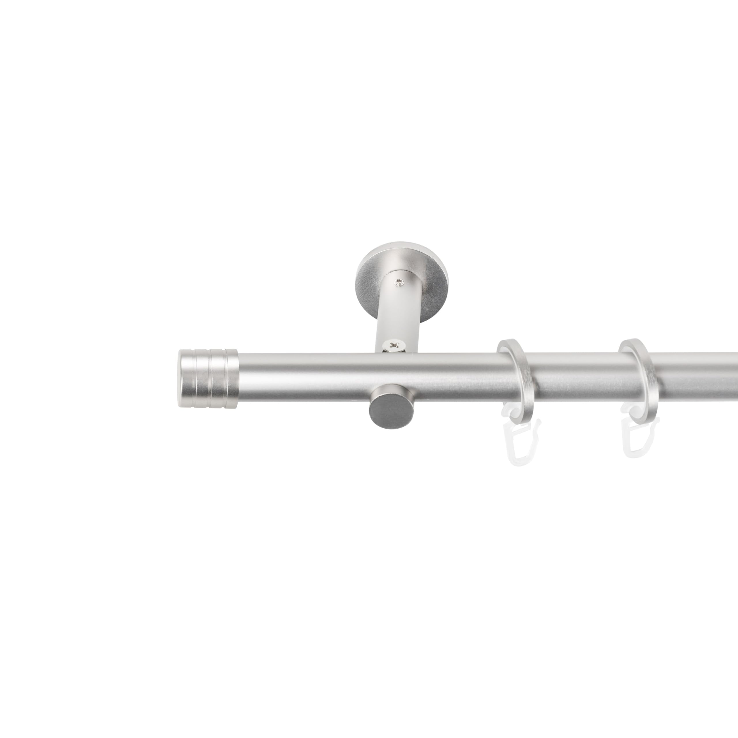 SN Deco Gardinenstange Lille Ø19 mm 1-läufig Stahl Komplett-Set mit Ringen Auflageträger 360 cm chrom matt