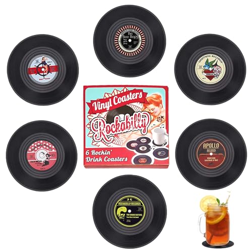 6 Pezzi Sottobicchieri In Vinile, Dischi Vinile Sottobicchieri, Sottobicchieri, Antiscivolo Sottobicchieri, Sottobicchieri per Dischi CD Retrò, per Caffè tè Boccale di Birra Casa Bar