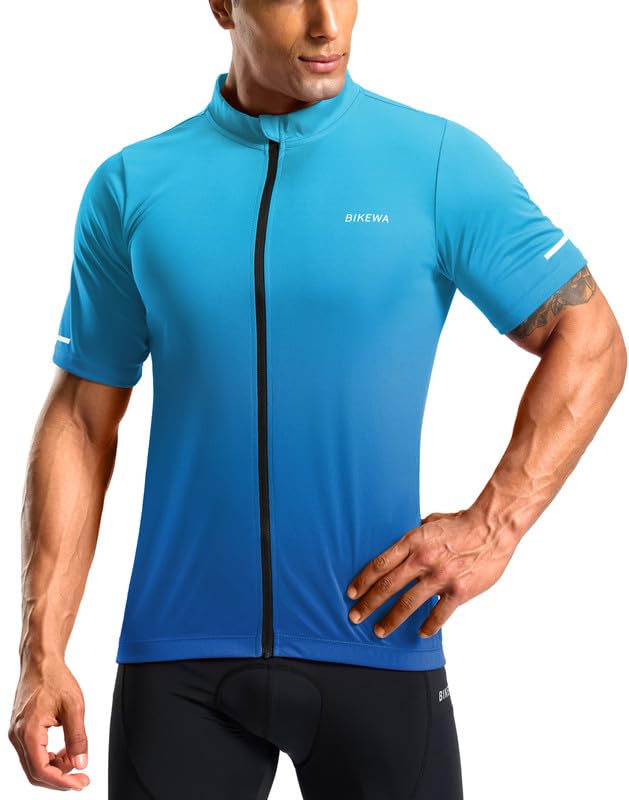 Bikewa Men's Cycling Jersey Full Zip 3+1 Rear Pockets