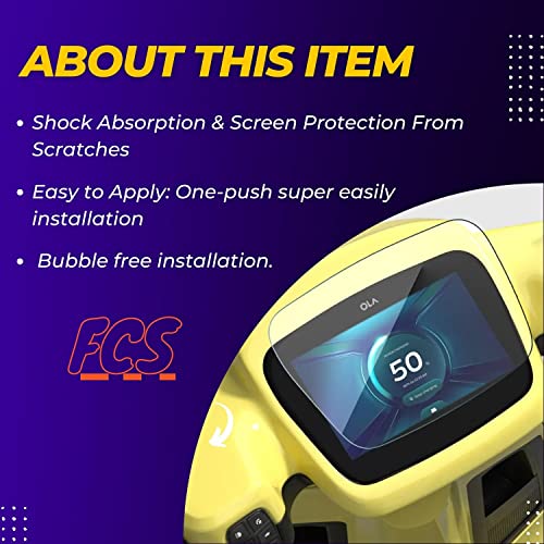 Image of FCS Speedometer Screen Protector Guard for Ola S1 / S1 Pro EV /Ola S1 Pro Gen 2 / Ola S1 Pro Gen 2 / Scooter Screen Guard | 9H Anti Shock Edge to Edge Full | (Glossy)