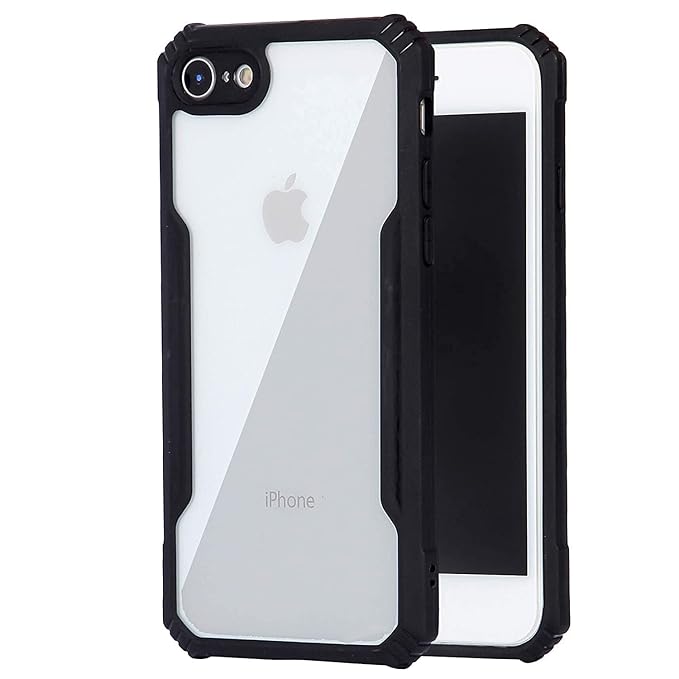Plus TPU and Plastic Bumper Case with Clear Back Hard Panel Protective Case Cover for Apple iPhone 6/Apple iPhone 6S (Black)