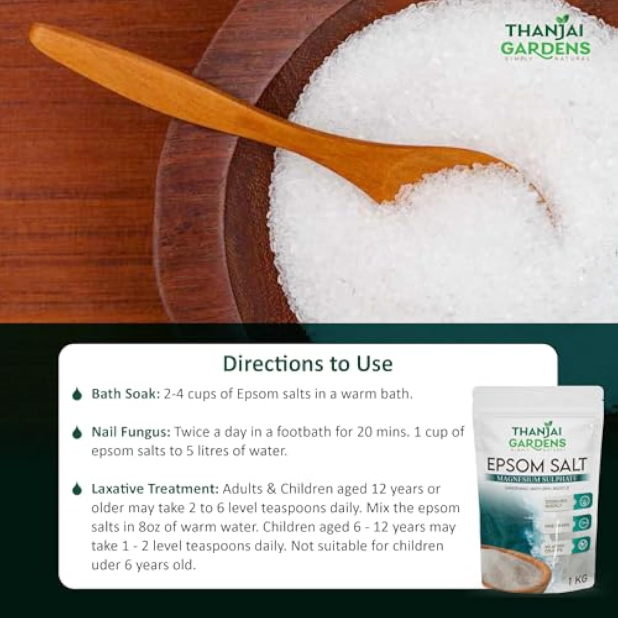 Epsom Bath Salt Crystal for Muscle Relief, Pack of 6