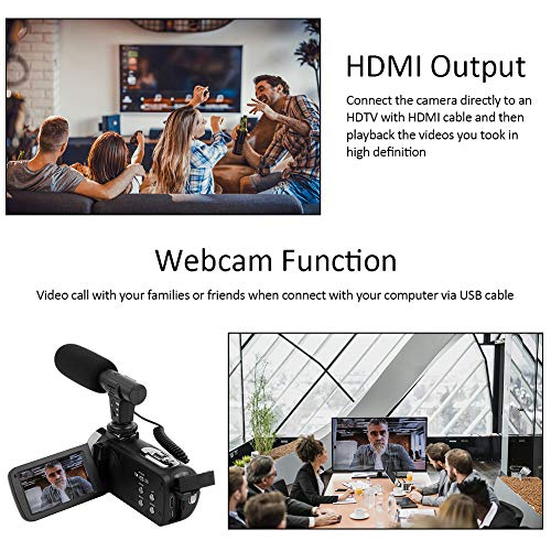 Video Camera 4K Camcorder Vlogging Camera with Microphone YouTube Camera Recorder Ultra HD 30MP 3.0\" IPS Touch Screen with Lens Hood & 2 Batteries - Thumbnail 4