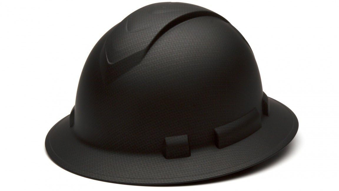 Pyramex Safety Ridgeline Casque rigide à large bord, suspension à cliquet à 4 points, motif graphite noir mat