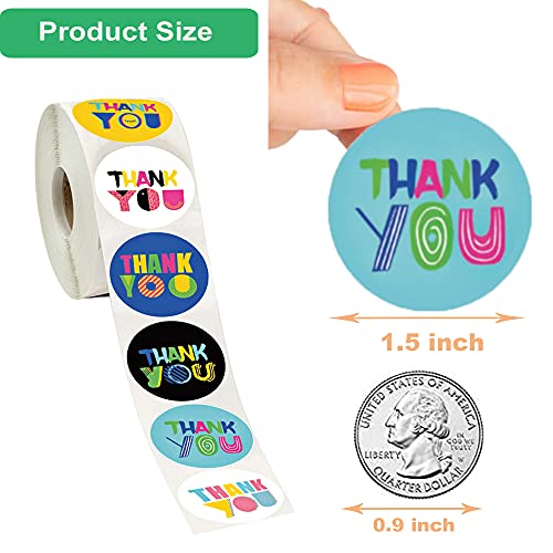Hohamn 1.5" Thank You Stickers Roll 500Pcs Cute Art Stickers For Bubble Mailers Packaging Wedding Baby Shower Birthday #TOP2