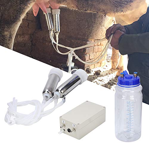 Milking Machine for Cow 2L Portable Household Electric Cow Milker Vacuum-Pulse Milking Machine Pulsating Milker for Cattle (UK Plug)