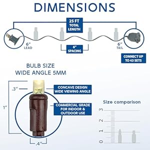 Novelty Lights 25 Feet, 50 Light Brown Wire LED Autumn Lights Outdoor, Commercial Grade, Yellow/Red/Orange, 5mm Bulbs, UL Listed, Connectable up to 1075 Feet Novelty Lights 25 Feet 50 Light Brown Wire LED Autumn Lights Outdoor Commercial Grade YellowRedOrange 5mm Bulbs UL Listed Connectable up to 1075 Feet