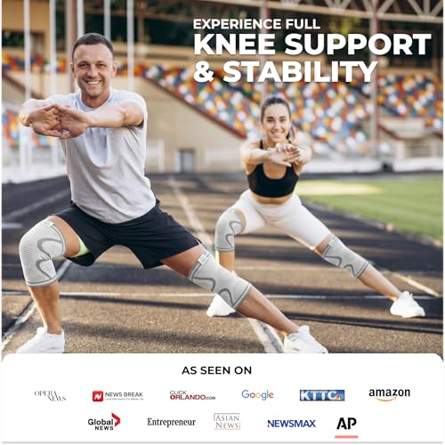 Image of Modvel Compression Knee Brace for Women & Men - 2 Pack Knee Brace for Women Running Knee Pain, Knee Support Compression Sleeve, Workout Sports Knee Braces for Meniscus Tear ACL & Arthritis Pain Relief