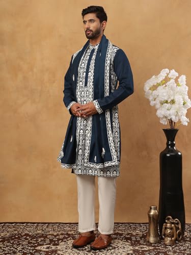 Image of Jompers Silk Blend Embroidered Kurta Pyjama Dupatta Set
