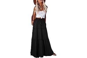 Bohemian Vibes: Flowing Long Maxi Skirt with Paisley Print