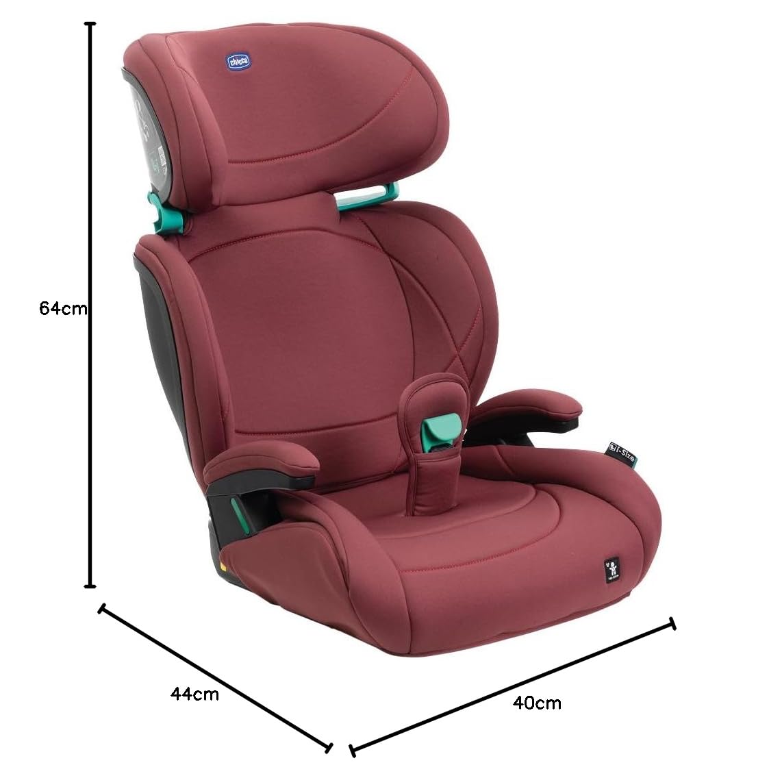 Chicco Quizy Lite i-Size, Fotelik Samochodowy dla Dzieci 3-12 Lat (100-150 cm), Łatwy w Montażu z Systemem Isofix, Regulowany, Z Funkcją Pochylenia, Z Miękkimi Podłokietnikami i Wygodnym Siedzeniem