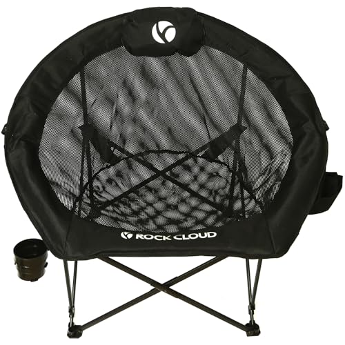 ROCK CLOUD Folding Camping Chair Oversized Padded Moon Chairs Outdoor for Camp Lawn Hiking Fishing Sports, Black