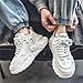 Men's Fashion Leather Lace Up Platform Sneakers Classic Round Toe Non-Slip Chunky Sport Shoes Tennis Driving Walking Shoes (White,8.5)