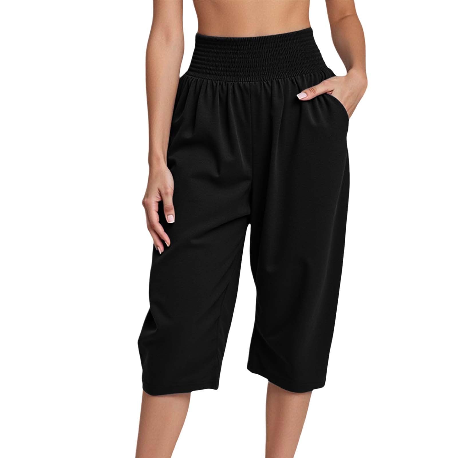 Short Femme Ete Lin en Et Coton Été Pantalon Large Fluide Shorts Running Taille Haute Elastique avec Poches Mini Sexy Bermuda Casual Chic
