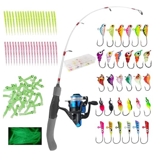Generic 122Pcs Ice Fishing Rod Reel Combo, 24" Medium Light Ice Fishing Rod Kit with Ice Fishing Jigs, Lures for Trout, Walleye, Perch, Panfish Bluegill Crappie