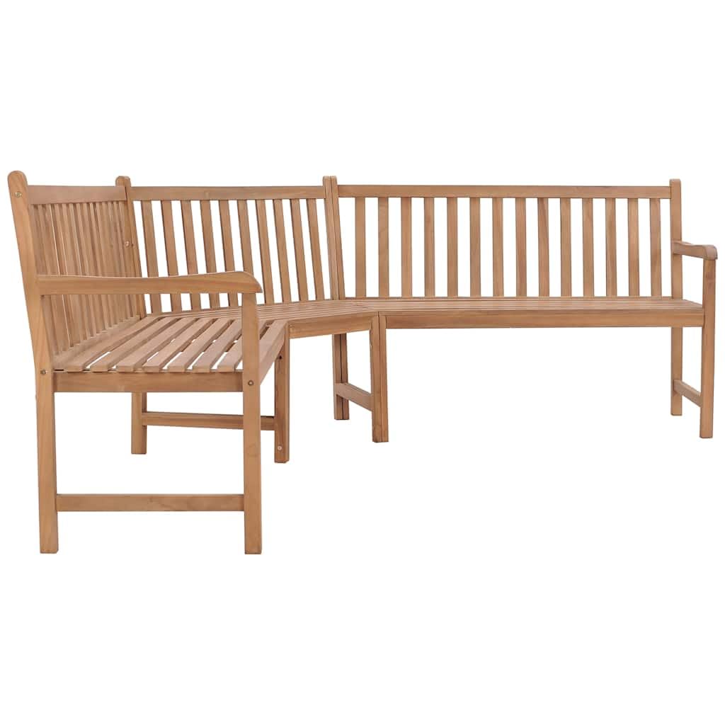 Banco esquinero de madera maciza de teca para jardín, 185 x 185 x 90 cm, con asiento ancho y listones traseros para una comodidad óptima, técnicamente secado y pulido fino para una suavidad