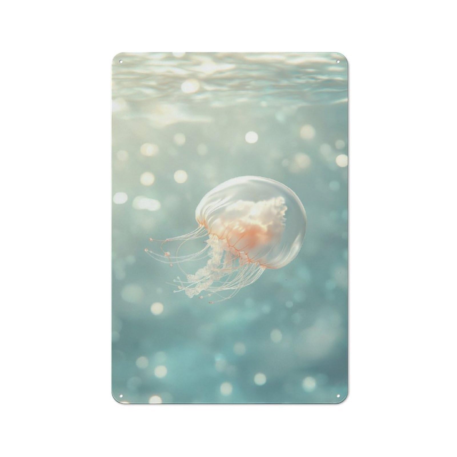 Junmoney Jellyfish Underwater Retro Tin Sign 30X20cm For Workshop Wall, For Collectors Of Retro Metal Wall Decor