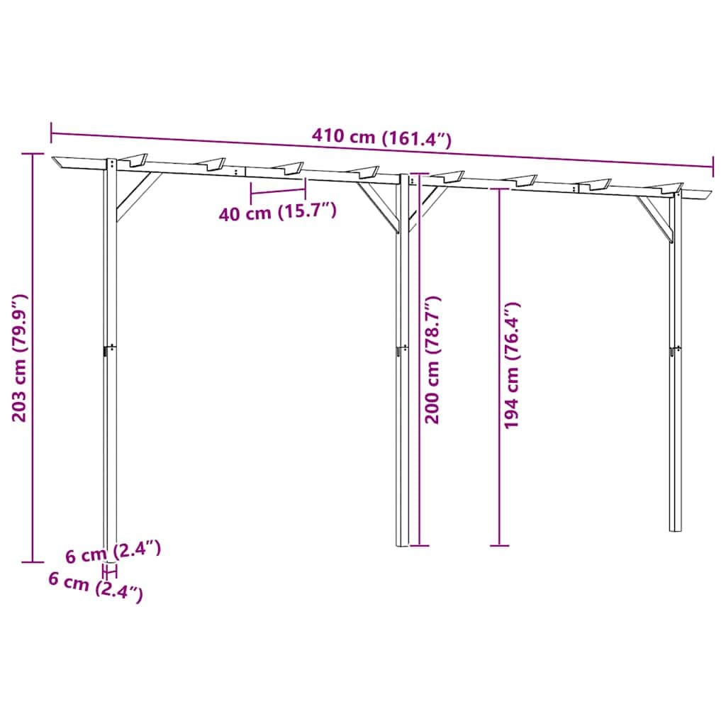 vidaXL Pergola de Jardin Plante Grimpante Terrasse Patio Arceau à Rosier Bois