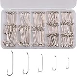 Fly Tying Hooks Kit, Aberdeen Hooks Dry Fly Fishing Hooks Long Shank Streamer Fly Hooks High Carbon Steel Dry Wet Nymph Fly Pupa & Larva Jig Hook Fishing Tackle Box