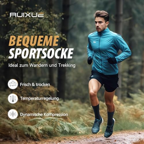 Ruixue Merino Wandersocken Herren & Damen, Outdoor Socken Trekkingsocken, Merinowolle Sportsocken Laufsocken Sneakersocken für Herren, Damen & Kinder[3 Paar]