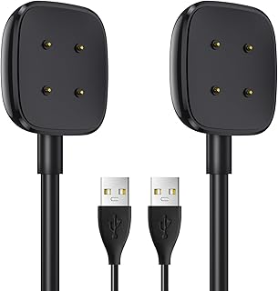 Fitbit Charger for Sense & Sense 2 Versa 4 Versa 3, Replacement USB Magnetic Charging Cradle Dock Stand Cable for Smartwatch, Durable Portable Charger Dock Cable Cord, 3.3 Ft (2 Pack)