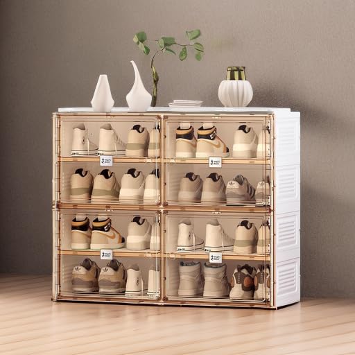 Miniatura 5 de ANTBOX Organizador portátil de estante para zapatos para armario y entrada, gabinete de almacenamiento de zapatillas apilable con puerta magnética