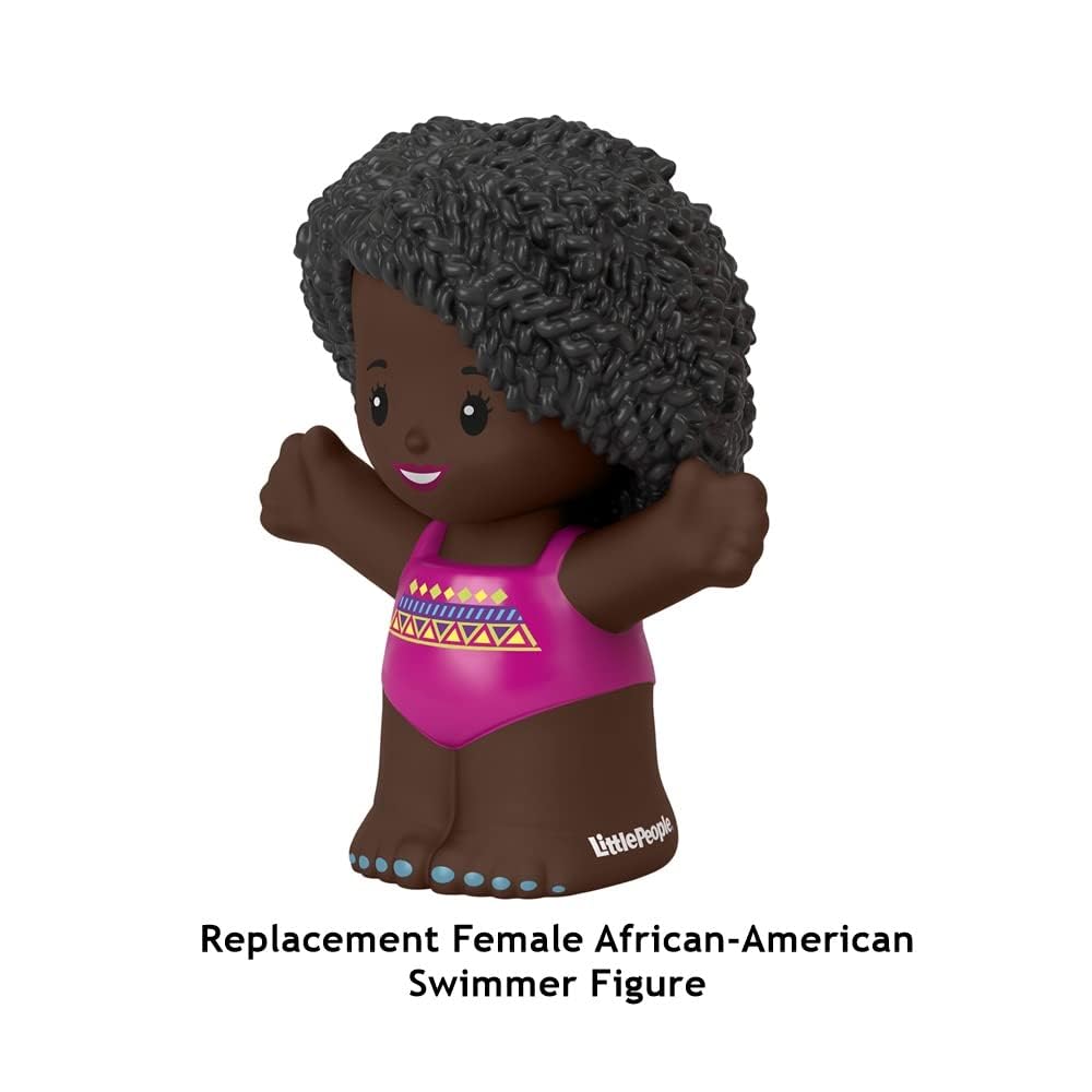 Mattel Afroamerykańska figurka pływaka do Fisher-Price Little People Playset - HGP70 ~ inspirowana Barbie You Can Be Anything, różowa, brązowa, czarna, żółta, niebieska