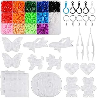 Riopngy 1500 pcs DIY Round Fuse Beads Set Plastic Pegboards Clear Animal Shaped Plastic Template Beads Boards DIY Toy for Kids Craft Beads